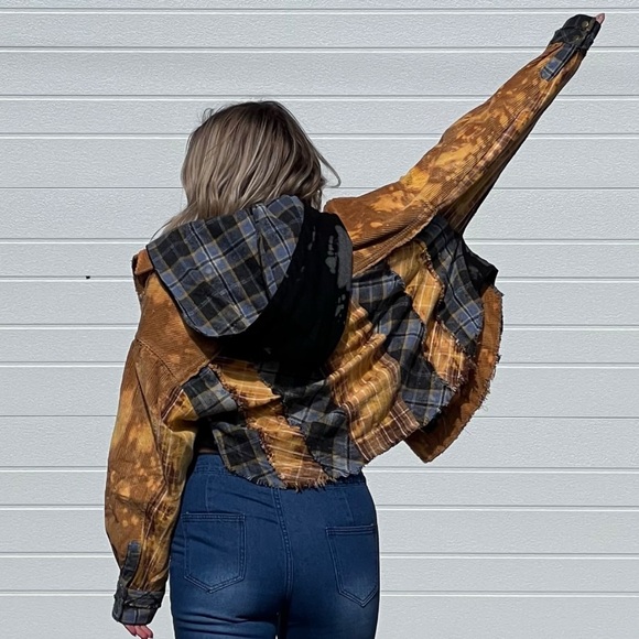 Plaid Yellow Bomber Jacket - Picture 2 of 8